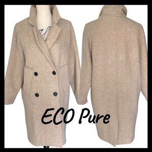 ECO Pure (Korea) Tan Double Breast Drop Shoulder Coat (S/M)